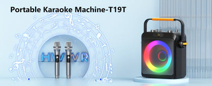 JYX T19-T Karaoke Machine for Adults with 2 Microphones & RGB Light Show – Wireless Bluetooth Speaker