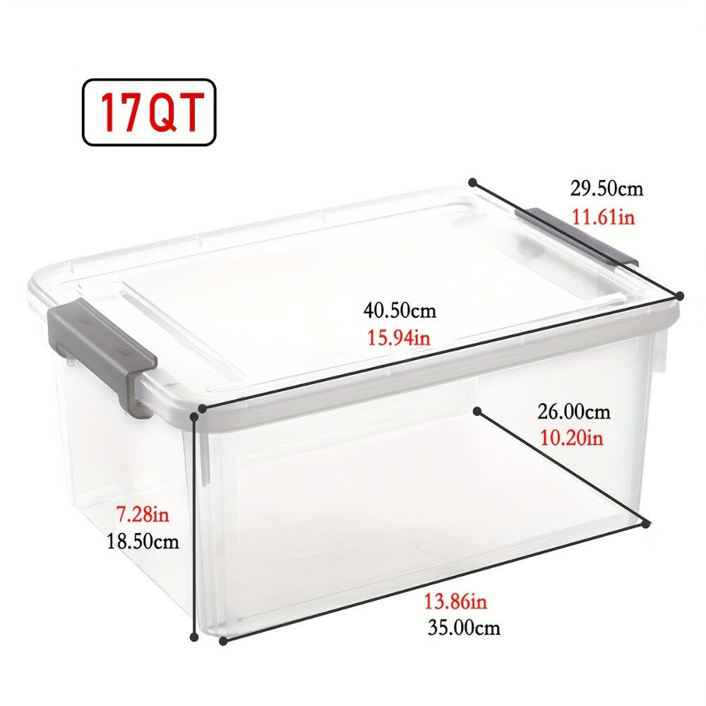 Clear Plastic Storage Bins with Lids 6 Pack Stackable Storage Containers with Snap-Tight Locks for Home, Office, Garage & Basement
