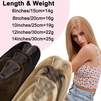 Hair Topper Human Hair Clip In Lace Base 8x10cm Curtain Bangs Thinning Hair Coverage 6-14 Inch | Highlight Blonde #27 #613 #12P613 #4P27