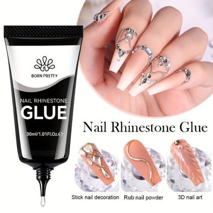 Rhinestone Glue Gel 2pcs Strong Bond 1.01oz Each – Professional Nail Charm Adhesive for 3D Gems, Crystals & Bling Decorations