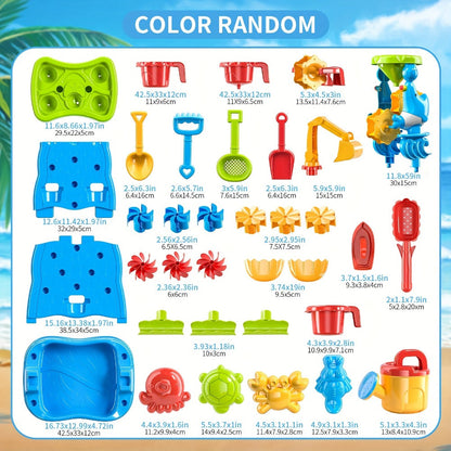 Water Play Table for Kids Double-Sided Waterfall & Beach Sand Zone, Outdoor Sensory Activity Toy for Toddlers Ages 3+