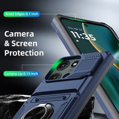 Phone Case Magnetic Metal Kickstand with layered Shell for Motorola Moto G 5G 2025 with Model-Specific Cutouts and Color Choices