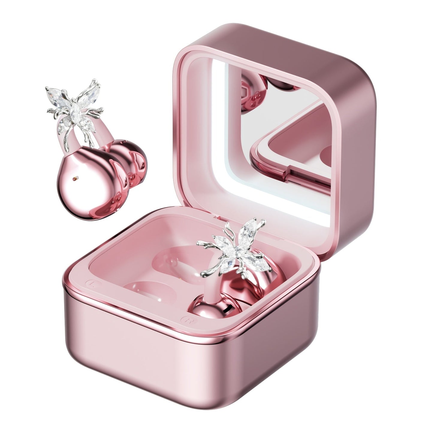 Butterfly Earring Wireless Earphones Open-Ear AI Translation HD Calls Touch Control for Bedside Audio, Alarms and Room Entertainment