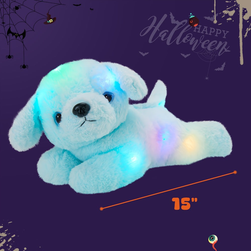 Plush Toy Blue Puppy with Light-Up Body and Music for Colorful Interactive Room Display and Gifting