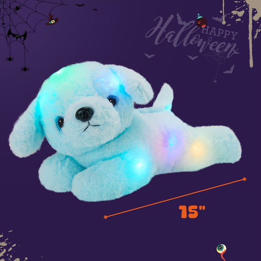 Plush Toy Blue Puppy with Light-Up Body and Music for Colorful Interactive Room Display and Gifting