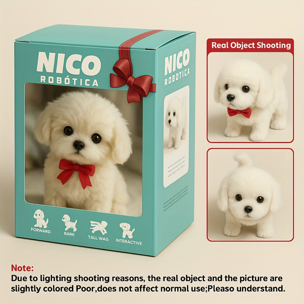 Interactive Robotic White Labrador Puppy Plush Toy, Walks Barks Wags Tail, Realistic Electronic Pet Dog