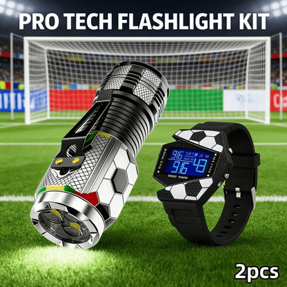 Flashlight & Watch Gift Set - Super Bright LED Handheld Flashlight with Multifunctional Watch, Adjustable Focus