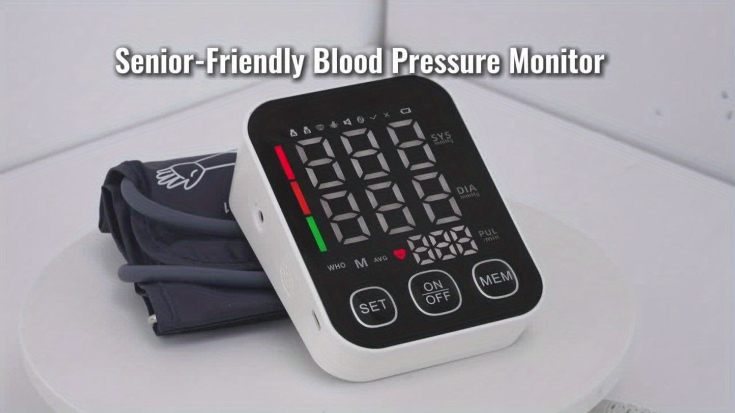 Blood Pressure Monitor for Upper Arm, 4.5-Inch Backlit Display with Voice, 2 x 99 Memory and Large Cuff
