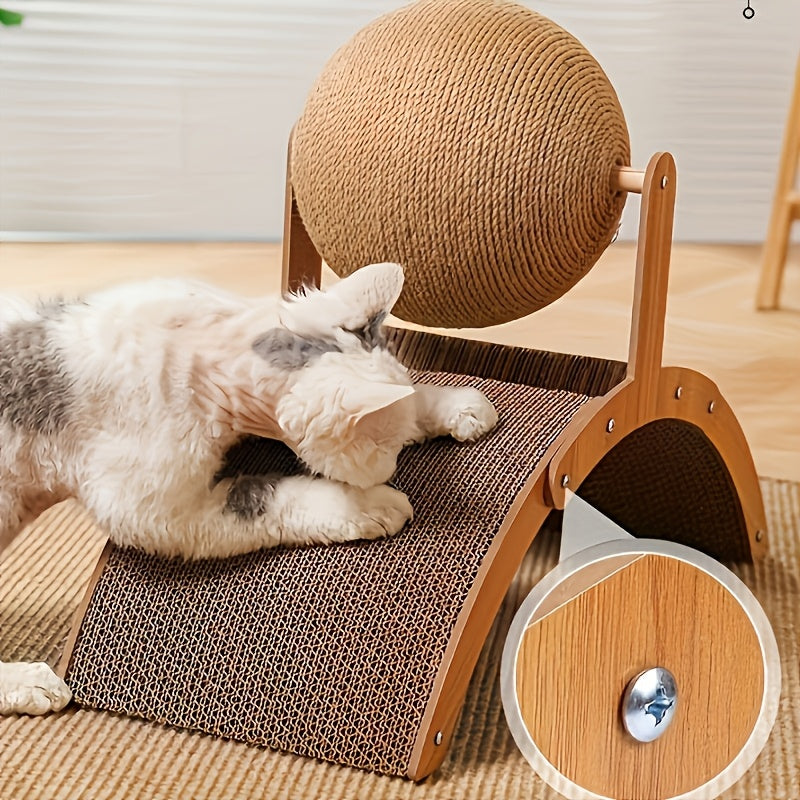 Cat Scratching Ball & Post 2-in-1 with Hanging Ball Toy – Extra Tall Sisal Cat Scratcher for Claw Sharpening