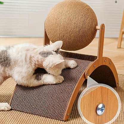 Cat Scratching Ball & Post 2-in-1 with Hanging Ball Toy – Extra Tall Sisal Cat Scratcher for Claw Sharpening