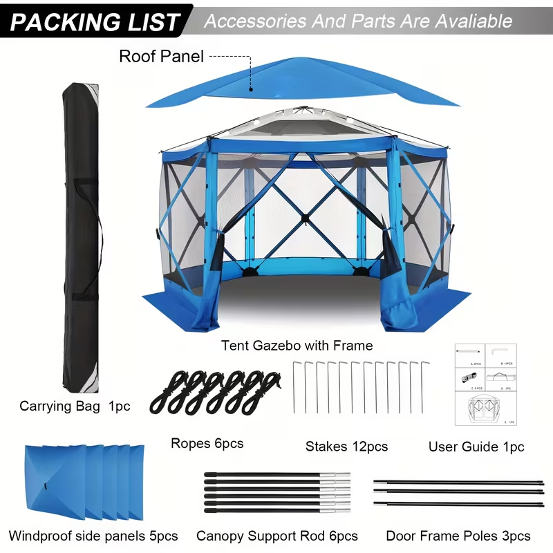 Pop-Up Canopy Tent 15ft Mosquito Net Screen House UV50+ for Garden, Yard and Pest Management