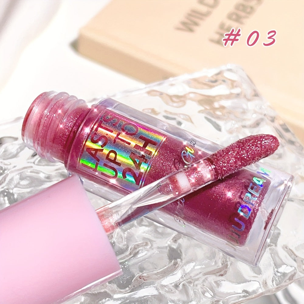 24H Waterproof Glitter Lip Gloss & Lip Stain Set 3PCS, Lip Oil Formula, for Makeup, Travel and Everyday Vanity Use