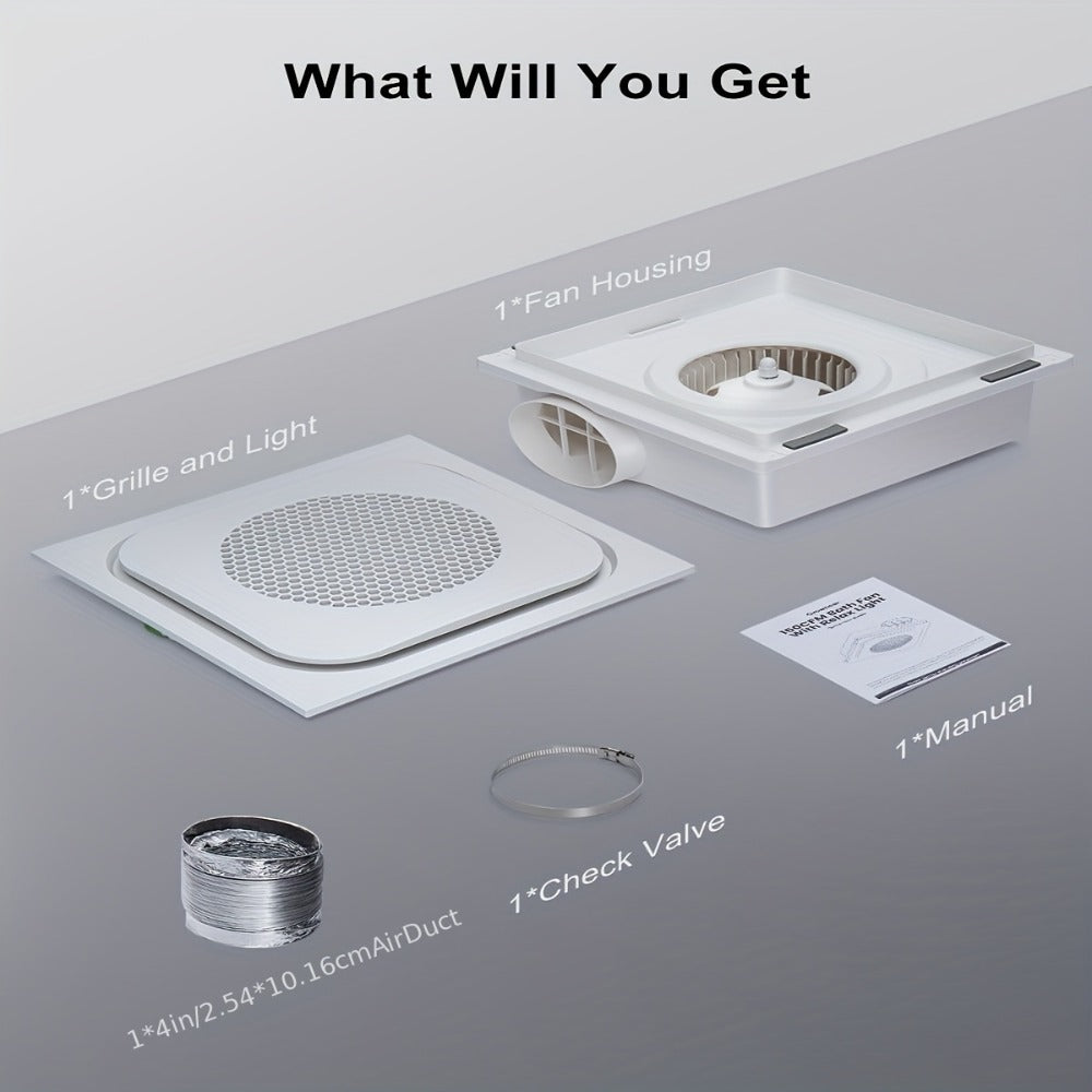Bathroom Exhaust Fan with Light 150 CFM 1.0 Sone - 40W LED Night Light Ventilation Fan Combo, Quiet Bath Fan with Blue LED