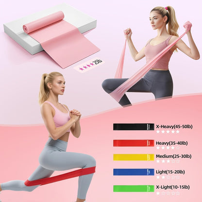 Pink 14-Piece Pilates Ring Set with Two Balls, Five Resistance Bands, Foam Block and Drawstring Bag