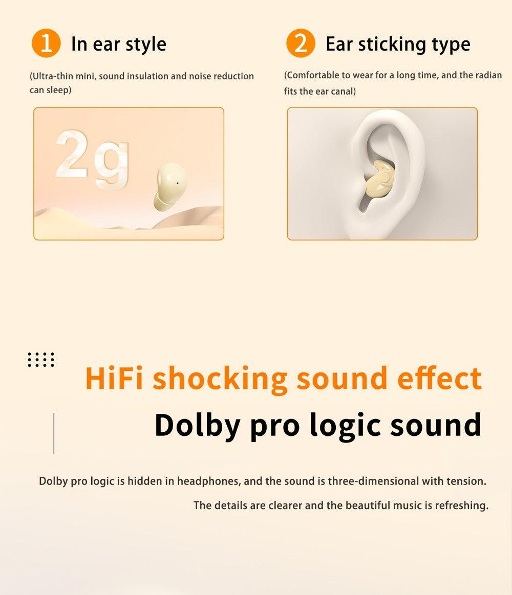 Wireless Earbuds Two-Pair Mini Sleep Set with Digital Display, Type-C Charging and Three Color Options