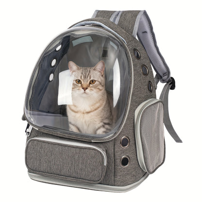 Cat Carrier Backpack Bubble Window Space Capsule Transparent Breathable Travel Bag for Cats & Kittens, Airline Approved Zipper & Pet Door