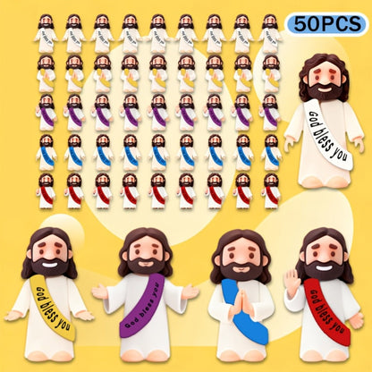 Bulk Mini Jesus Statue Set 50/100/150pcs – Religious Figurine Decorations 5 Assorted Colors, Vase Filler Home Decor Party Favors Christian