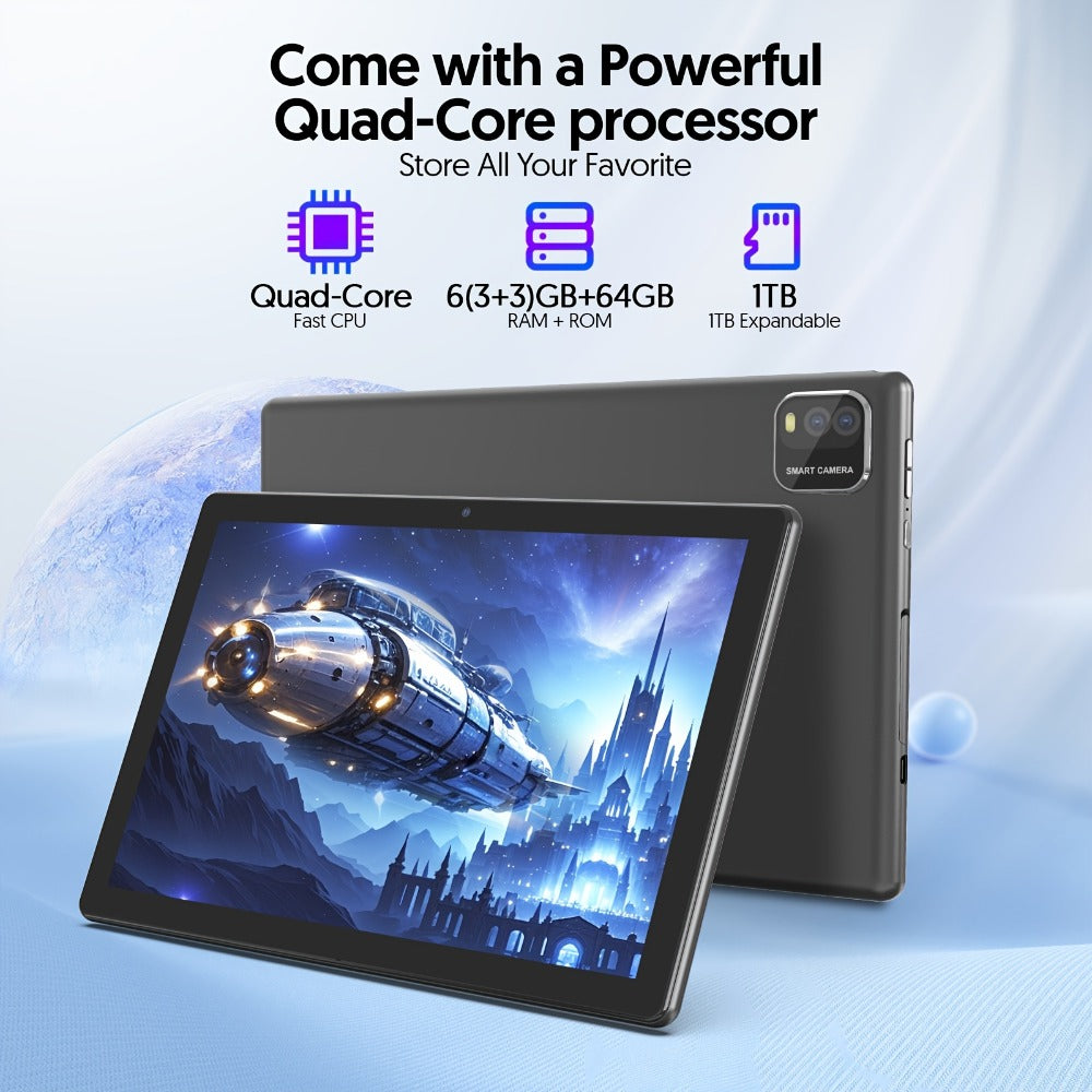 Android Tablet 10-Inch 2-in-1 with Android 14, WiFi 6, 64GB Internal Storage and Keyboard Set