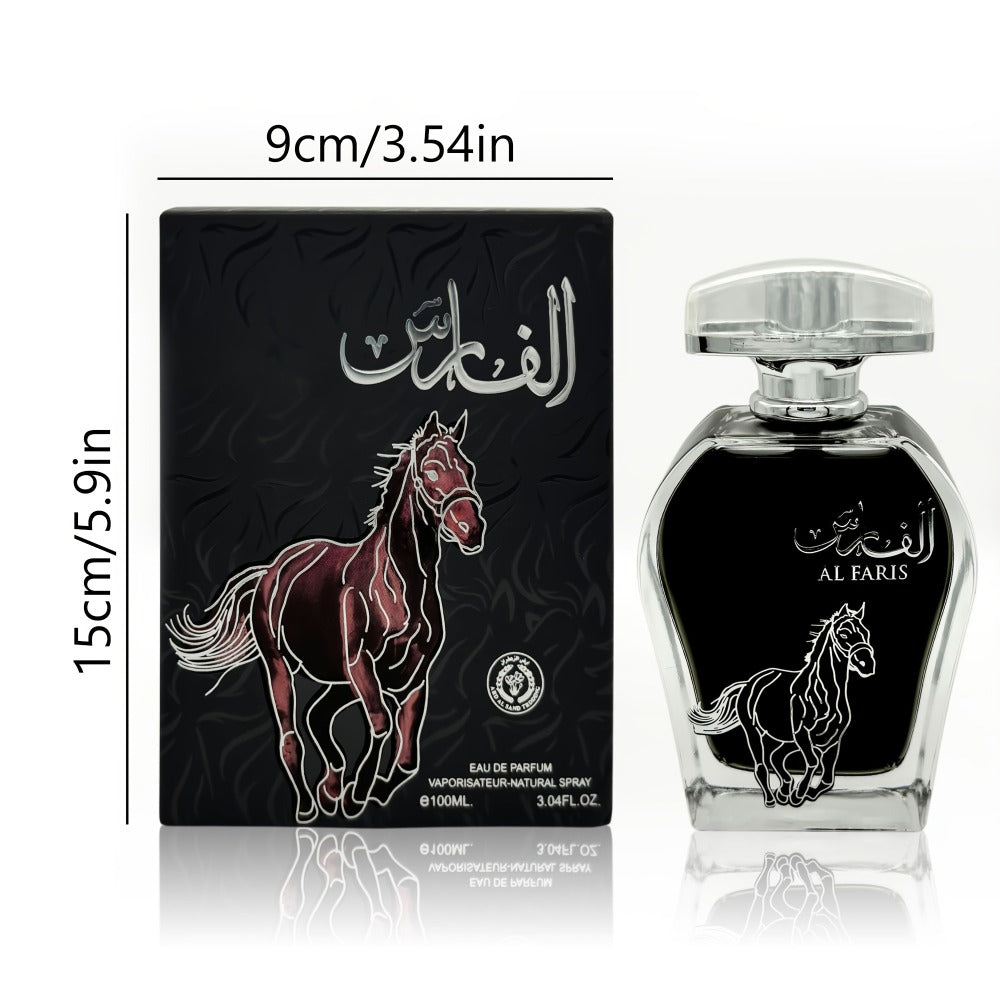 AL FARIS Black Mustang Men Cologne Eau de Parfum 3.38 oz 100ml Dubai Arabian Oriental Fragrance Woody Oud Musk Spray