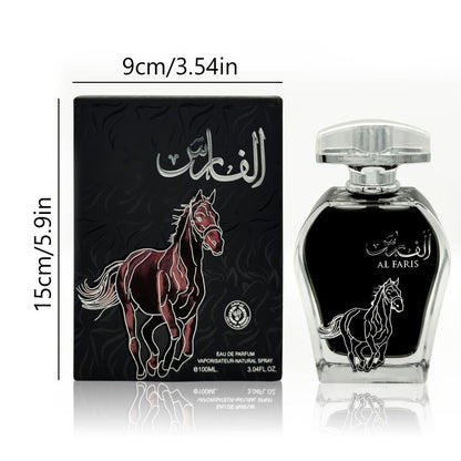 AL FARIS Black Mustang Men Cologne Eau de Parfum 3.38 oz 100ml Dubai Arabian Oriental Fragrance Woody Oud Musk Spray