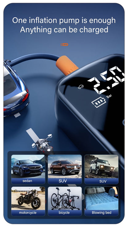 Portable Tire Inflator Air Compressor 150PSI 100W Cordless 4000mAh Digital Display 5 Modes USB-C Fast Charge for Car Motorcycle Bicycle Ball