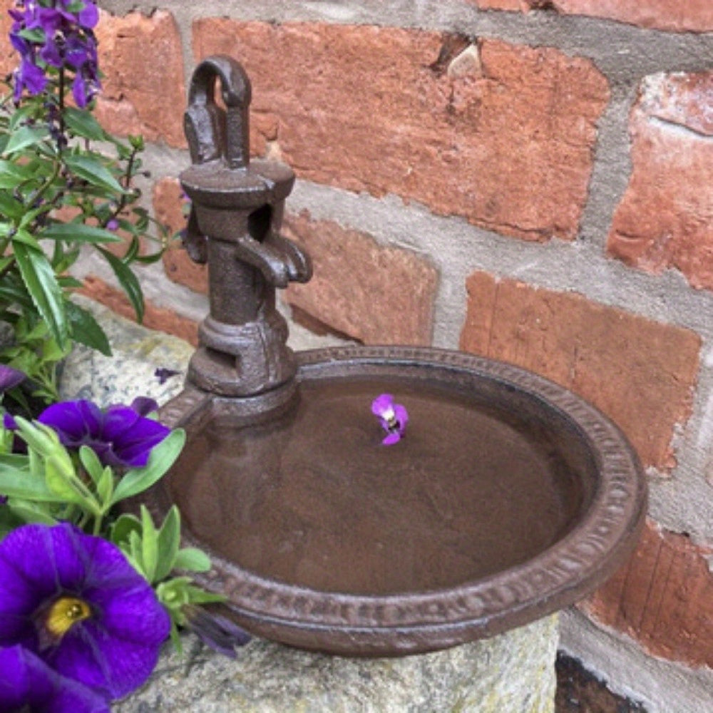 Bird Feeder Cast Iron Water Pump | Outdoor Garden Patio Wild Birds