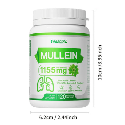 Mullein Lung Cleanse Capsules with NAC 45000mg – Mucus Removal, Dry Cough Relief & Respiratory Support Supplement for Women & Men