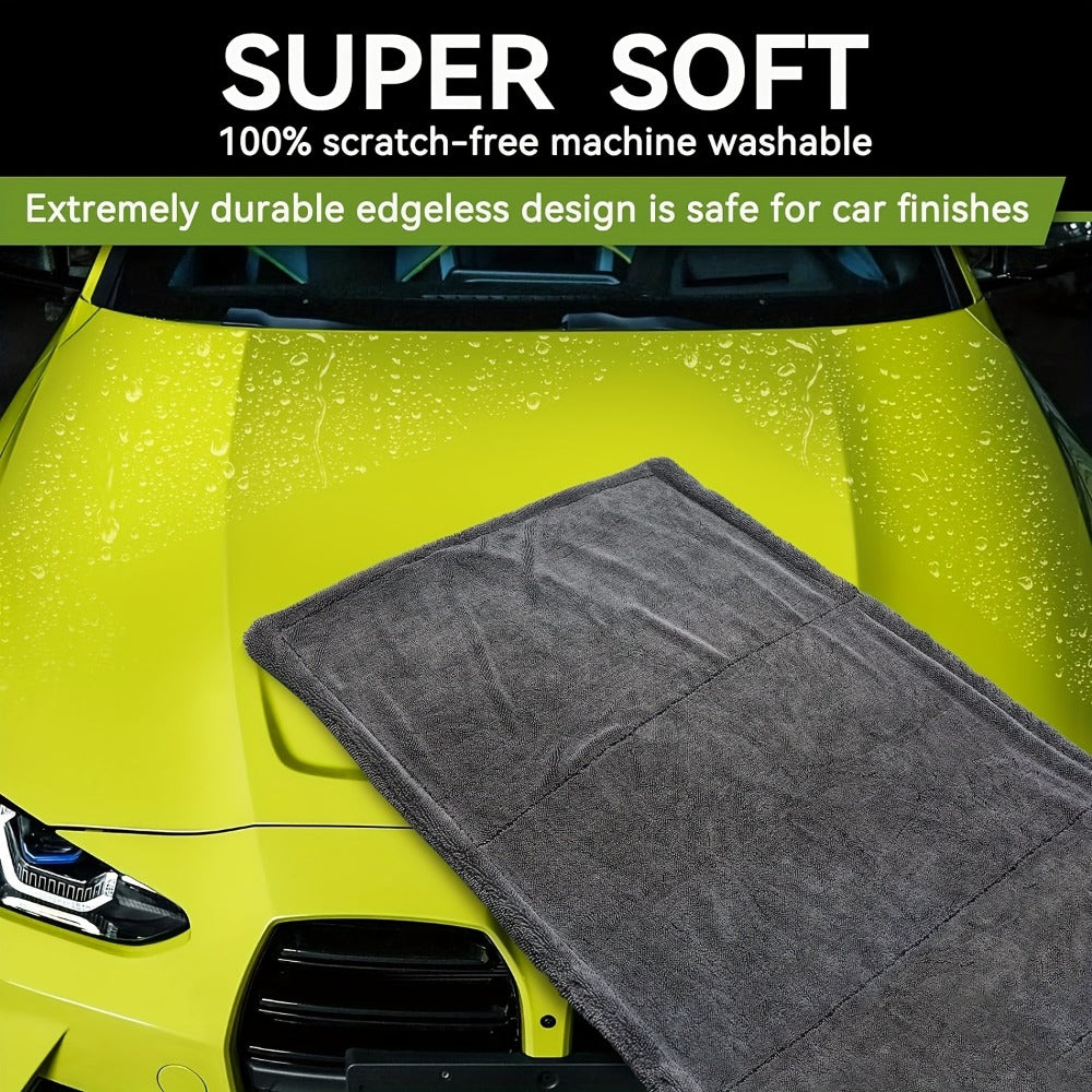 Microfiber Car Drying Towel 1300GSM – Edgeless Streak-Free Quick-Dry Detailing Towel, High Absorbency, XL Size 24x16" & 24x36" for Car