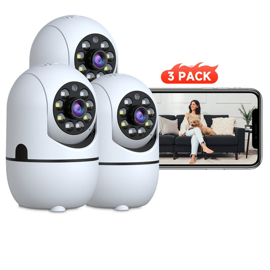 Security Camera 1080P Indoor PTZ Model with 355 Pan-Tilt, Dual-Band WiFi, Two-Way Audio and Three Pack Sizes