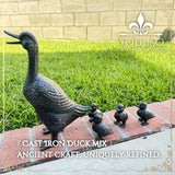 A mother duck and four ducklings