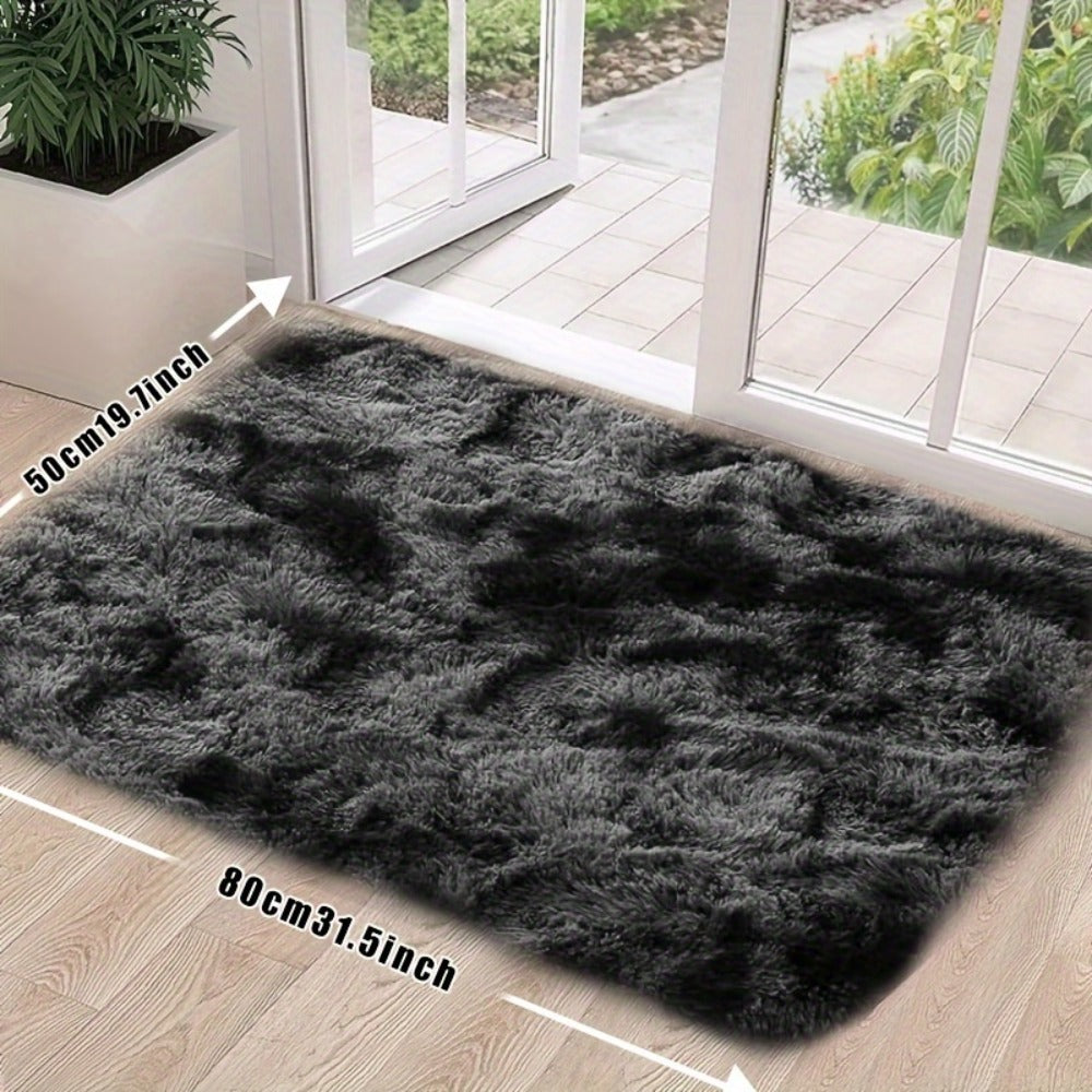 Area Rug Tie-Dye Polyester Plush Mat in Four Colors and Two Machine-Washable Sizes for Indoor Rooms