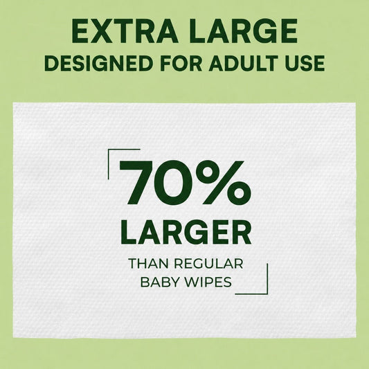 Extra Large Adult Wet Wipes 8x13 Inch 240ct 4 Packs of 60 Aloe Vitamin E Cucumber Scent for Bath Time, Home Spa and Personal Care