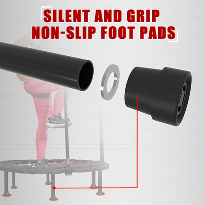 Foldable Mini Trampoline 40 Inch – Fitness Rebounder with Bungee Cords & U-Shape Foam Handle, 450 / 550 LBS Capacity