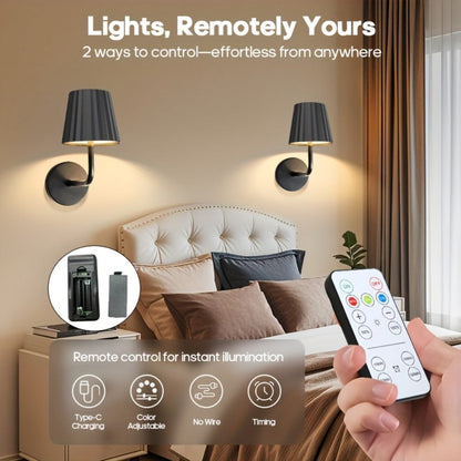 LED Wall Sconce Touch Dimmable Remote Control USB Powered Battery Backup 3 Color Temperatures for Entryways, Bedrooms and Living Spaces