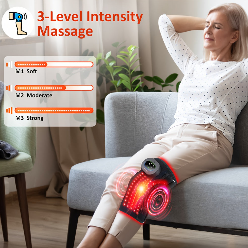 Red and Near-Infrared LED Knee Wrap with 660nm and 850nm Lights, Three Vibration Levels and Five Light Modes