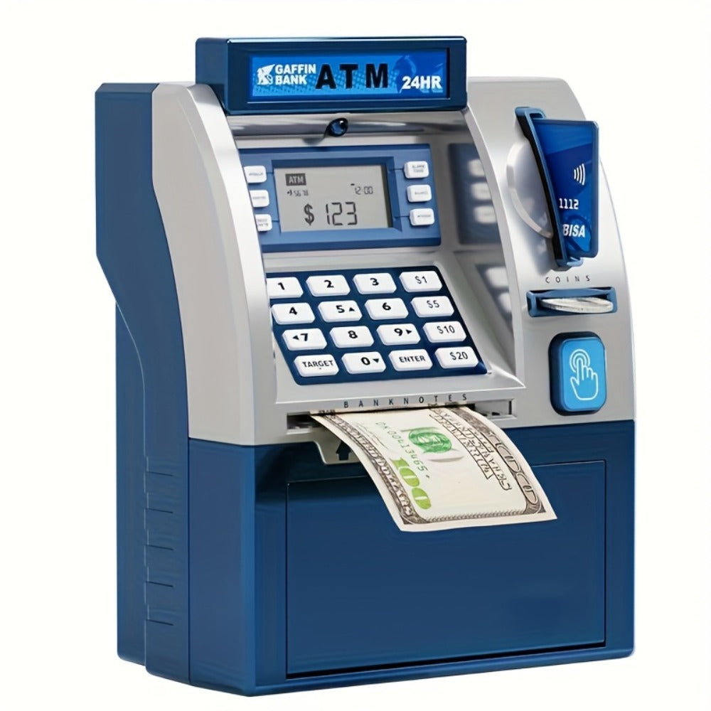 Electronic ATM Kids Piggy Bank with Password, Banknote & Coin Savings Bank for Boys Girls, Birthday Gift