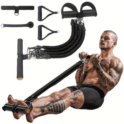 Resistance Band Foot Pedal Puller – TPE Stackable Exercise Bands for Sit-Ups, Leg & Ab Workouts, Adjustable Strap