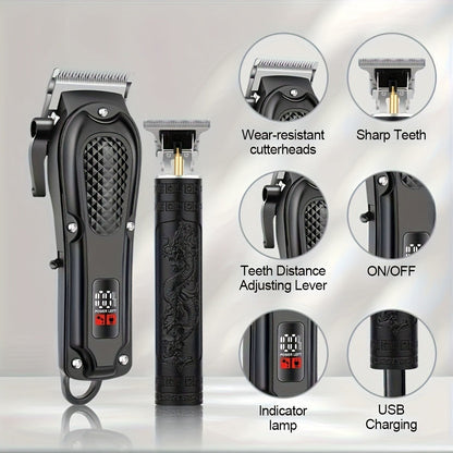 Multi-Piece Hair Clipper Kit for Men – USB Rechargeable Cordless Electric Trimmer Set, 2-Piece & 4-Piece Home Travel Barber Tool