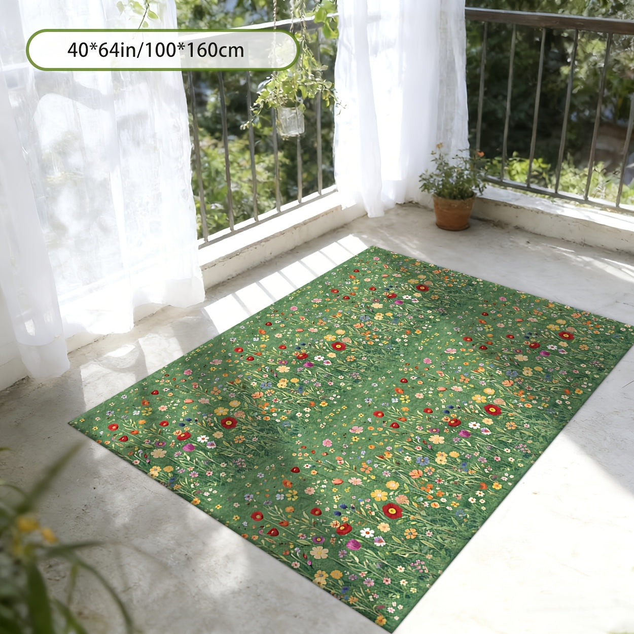 Area Rug Washable Foldable Indoor Outdoor Mat in Five Sizes for Patio, Garden, Picnic or Camping