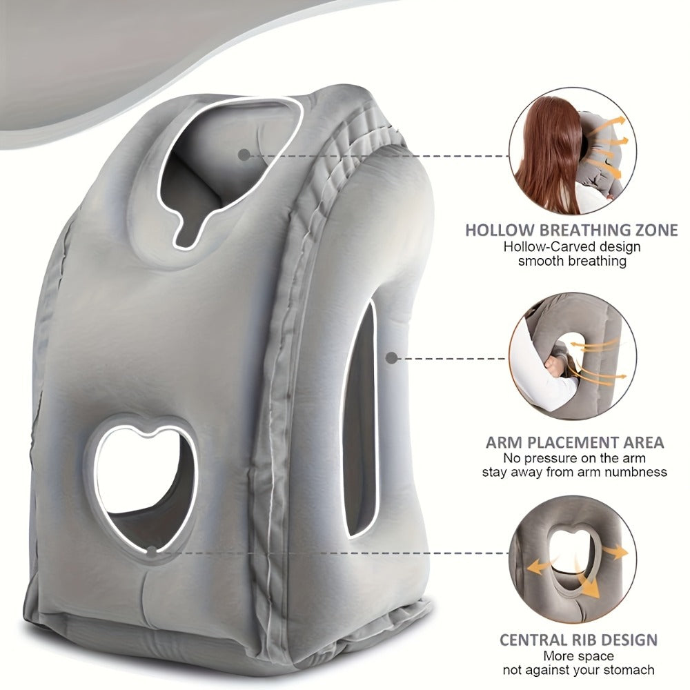 Inflatable Travel Neck Pillow Portable Air Cushion Microfiber Cover Neck Support for Airplane for Entryways, Bedrooms and Living Spaces