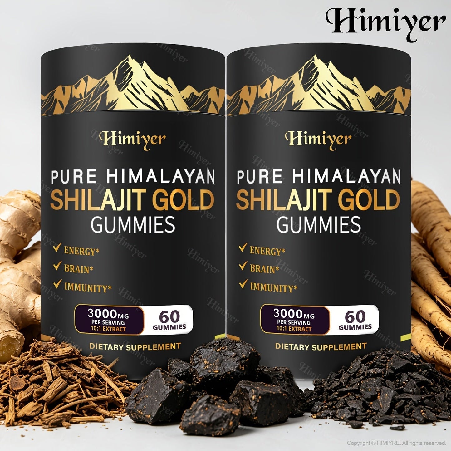 Shilajit Supplement 3000mg with Ginger, Ginseng & Ashwagandha – Pure Fulvic Acid & Multi-Mineral Phytonutrient Formula for Energy, Vitality