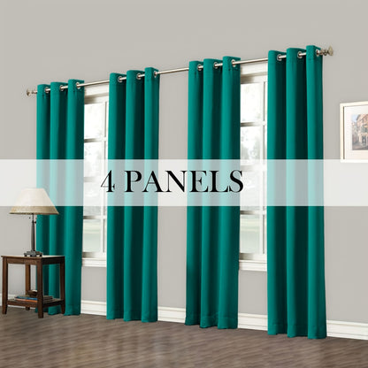 Grommet-Top Blackout Curtain Options in Nine Colors with Seven Width, Length or Panel-Count Labels