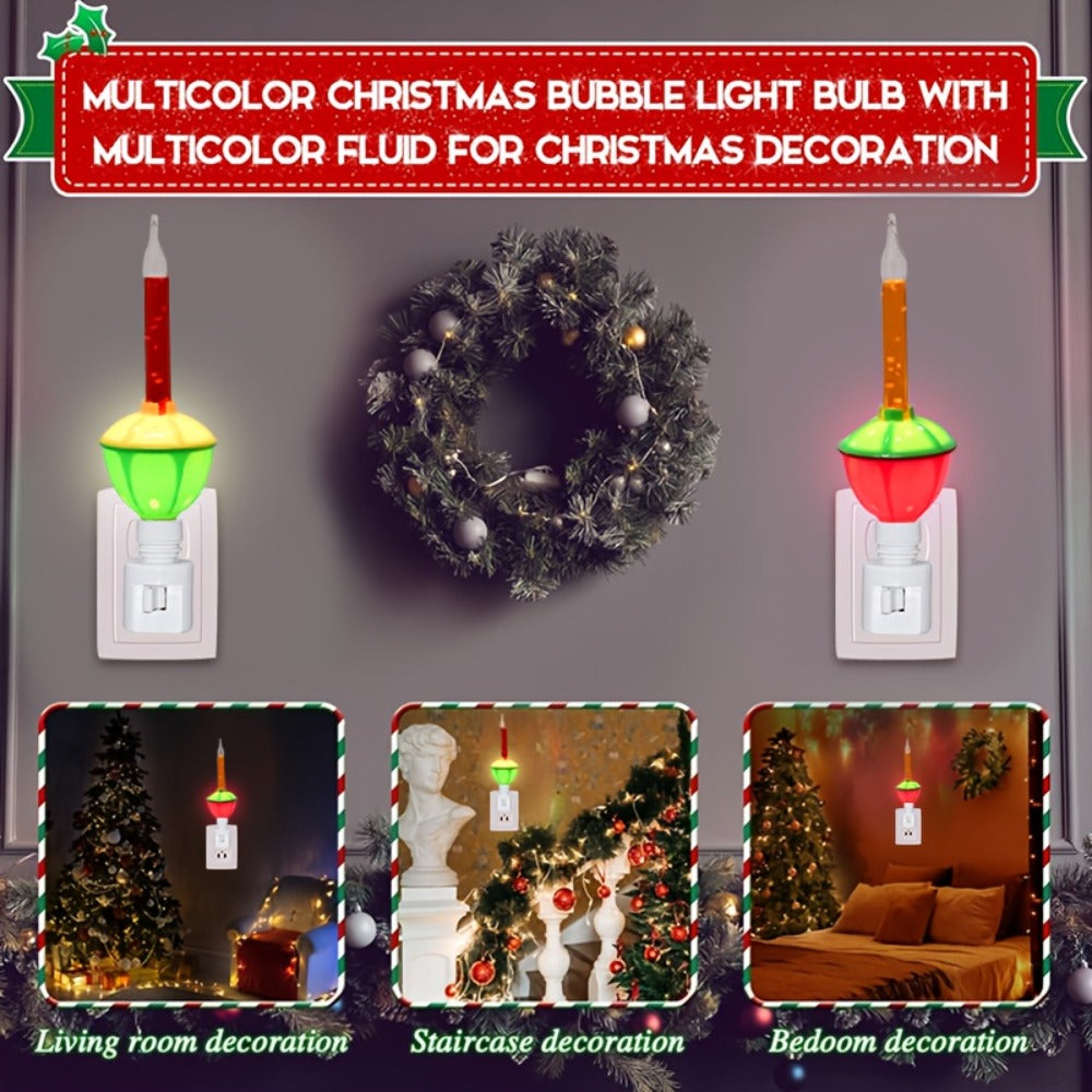 Christmas Bubble Lights 2 Pack Traditional Multi-Color Bubble Liquid Night Lights Plug-In for Entryways, Bedrooms and Living Spaces