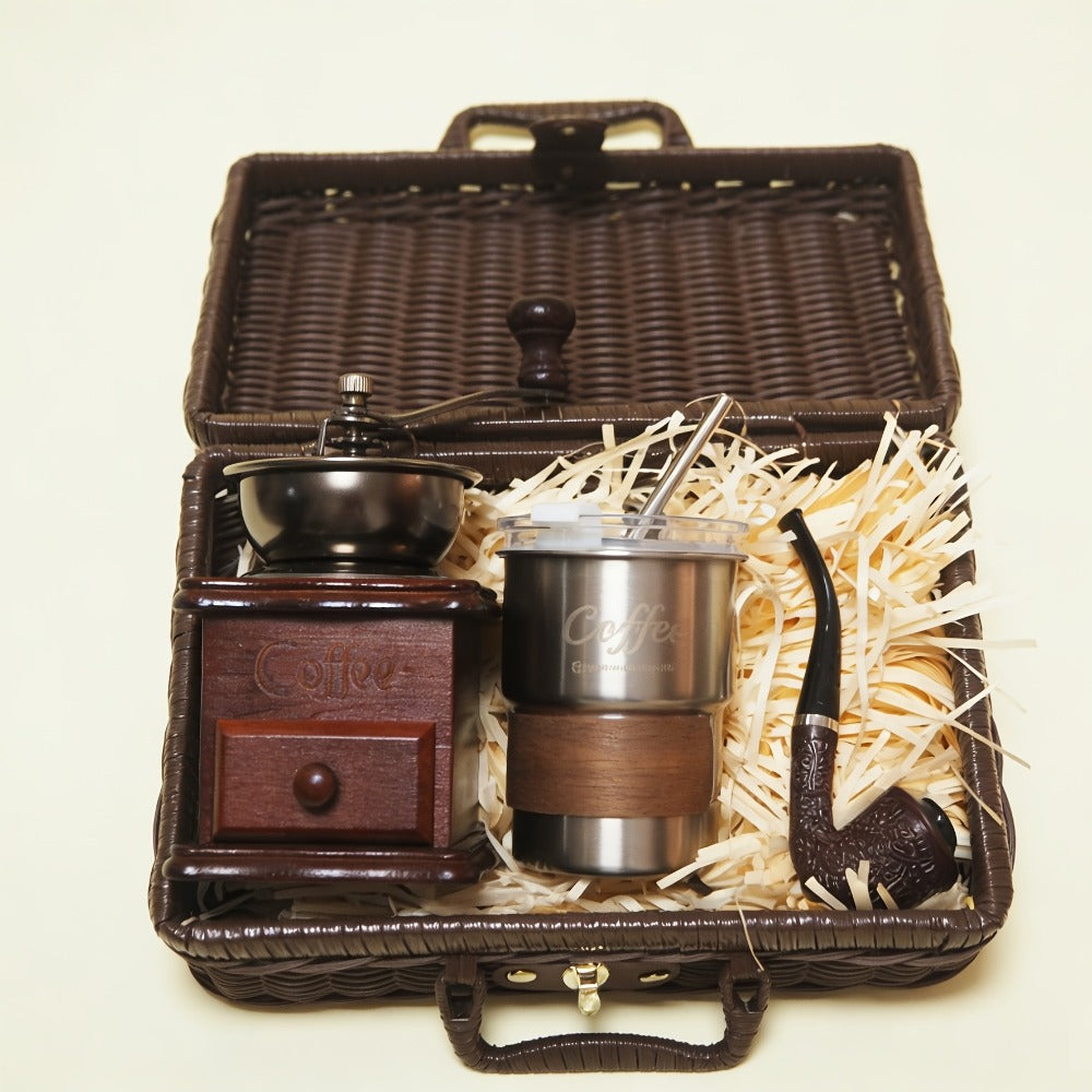 Manual Coffee Grinder Hand Grinder with 304 Stainless Steel Burr, Portable Square Coffee Mill for Travel