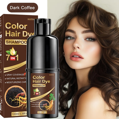 Hair Dye Shampoo, SUMVX 3.38oz Pump Bottle with Six Black, Brown, Coffee and Honey-Brown Shade Options