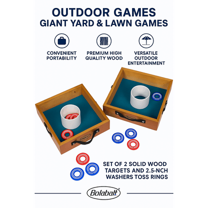 Outdoor Lawn Toss Game Set – Washer Toss & Ladder Toss for Backyard Party, Portable Yard Games for Adults Kids Family