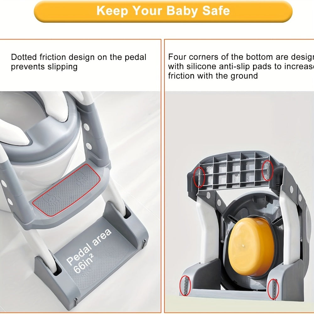 Potty Training Seat with Step Ladder 2-in-1 Toddler Toilet Seat & Stool - Foldable Kids Potty Chair with Splash Guard