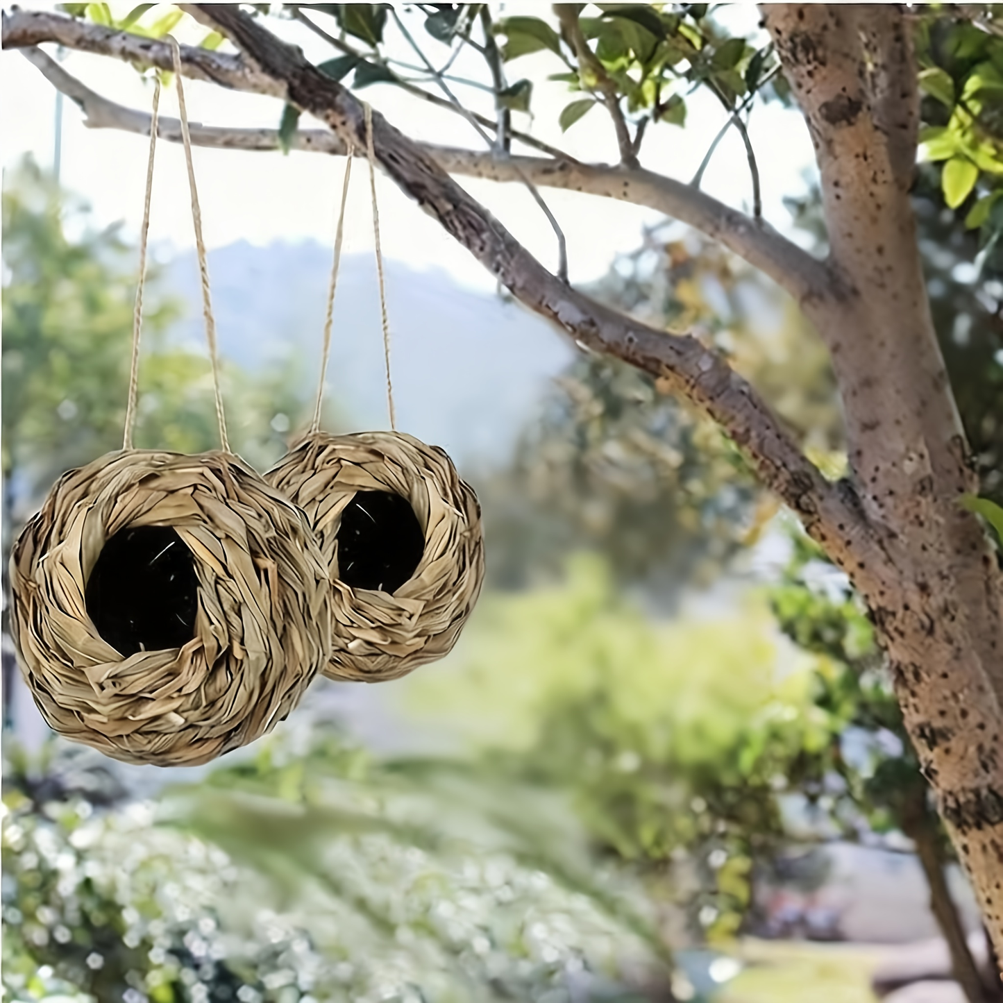 Hummingbird Nest House Handwoven Outdoor Garden Patio Bird Nest – Spherical Design Comfortable Nesting Shelter for Small Birds