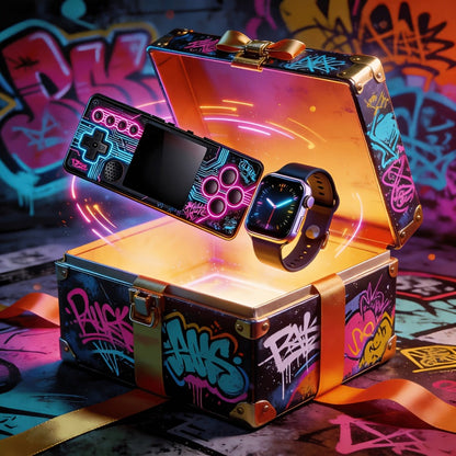 Handheld Game Console and Smart Watch Two-Piece Set with Basic or Deluxe Bundles in Three Console Colors