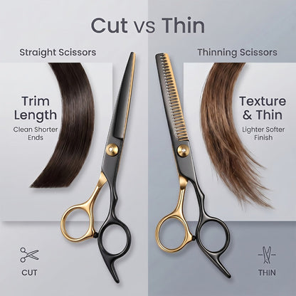 Hair Cutting Scissors Kit 13 Piece – Professional Barber Shears Set with Thinning Shears, Blending Scissors & Accessories